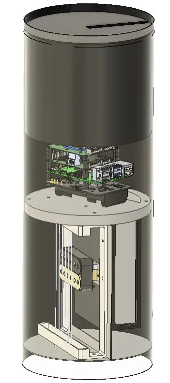 payload seated in its cylinder section, CAD